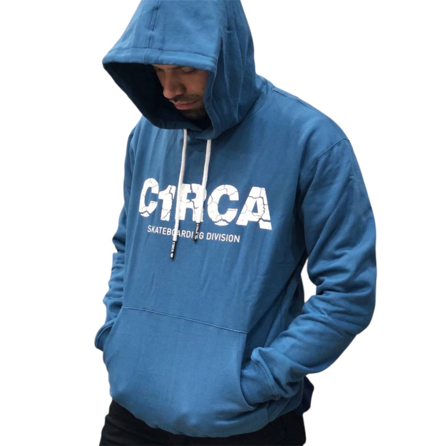 Hoodie Azul C1rca Modelo Logo Blanco