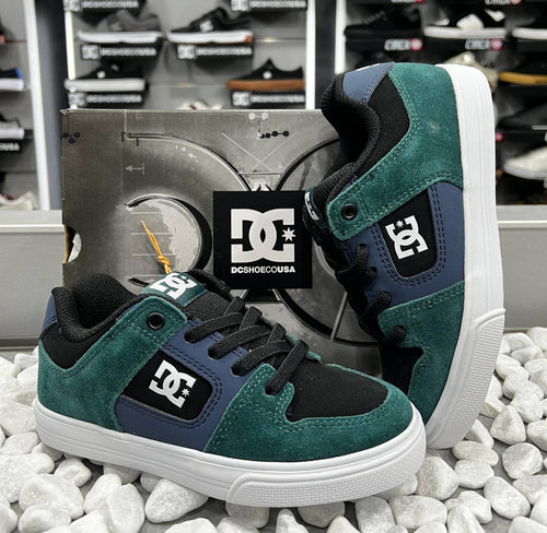 ZAPATOS DC SHOES KID'S MODELO PURE ELASTIC 310 BLK GRE BLU